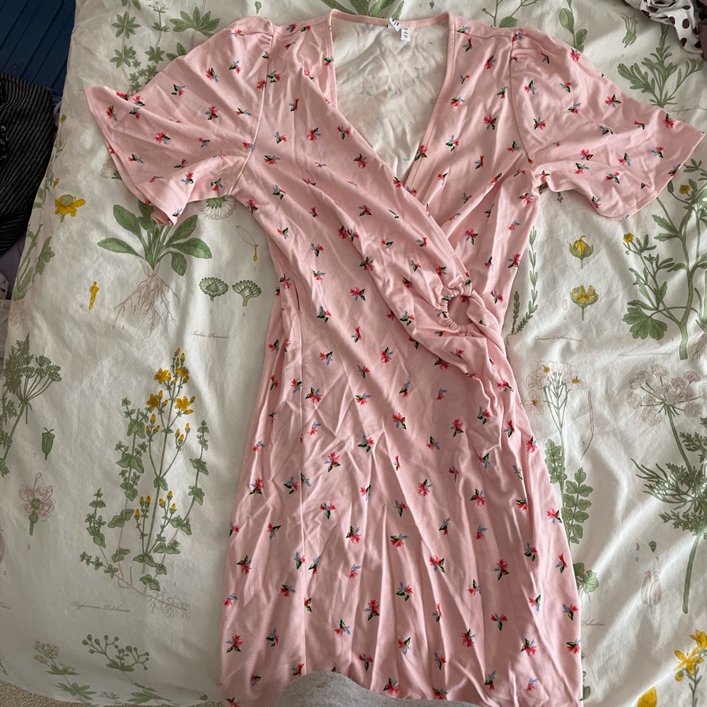 And Other Stories Pink Floral Mini Wrap Dress